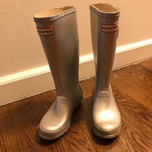 Hunter silver kids rain boots size 2m